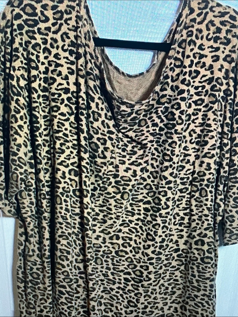 Terra & Sky Leopard Print Dolman Sleeve Top - Tan and Black